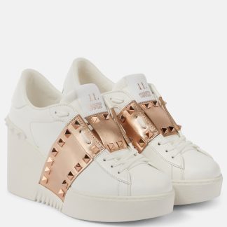 designer bon marché Valentino Garavani Baskets compensées en cuir Open Disco blanc