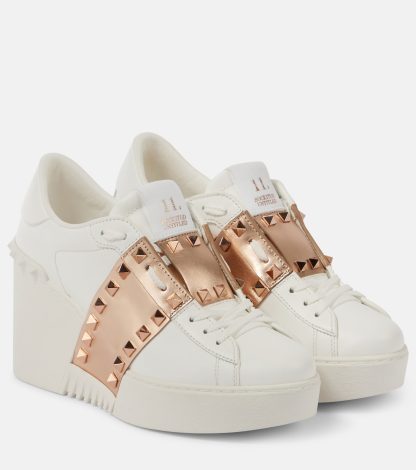 designer bon marché Valentino Garavani Baskets compensées en cuir Open Disco blanc