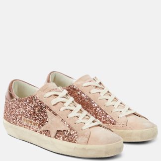 designer de haute qualité Golden Goose Baskets Super-Star en daim pailleté rose