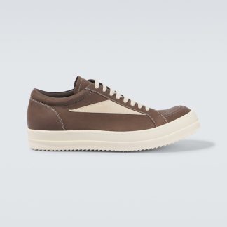 designer de haute qualité Rick Owens Baskets Luxor en cuir bordé de daim marron