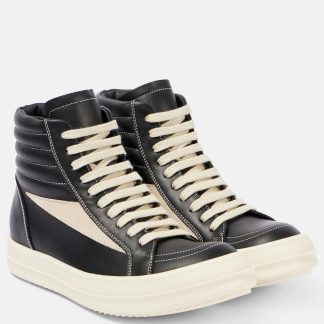 designer de haute qualité Rick Owens Baskets montantes en cuir vintage noir