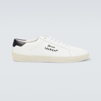 designer de haute qualité Saint Laurent Baskets en cuir brodées du logo blanc