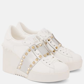 designer de haute qualité Valentino Garavani Baskets compensées en cuir Open Disco blanc