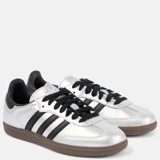 faux luxe Adidas Baskets en cuir métallisé Samba OG argent