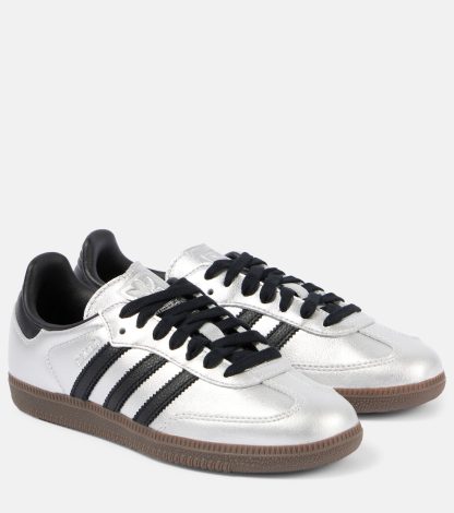 faux luxe Adidas Baskets en cuir métallisé Samba OG argent