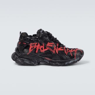 faux luxe Balenciaga Runner Baskets imprimées Graffiti noir