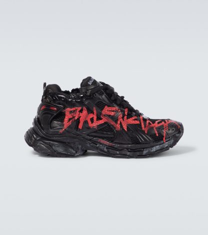 faux luxe Balenciaga Runner Baskets imprimées Graffiti noir