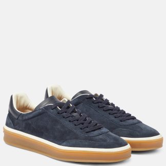 faux luxe Loro Piana Baskets en daim Tennis Walk bleu