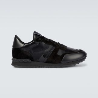 faux luxe Valentino Garavani Baskets Rockrunner en cuir noir