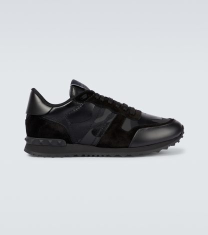 faux luxe Valentino Garavani Baskets Rockrunner en cuir noir