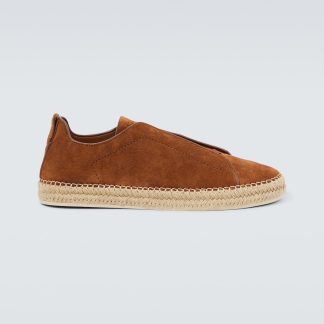 faux luxe Zegna Espadrilles en daim Triple Stitch marron