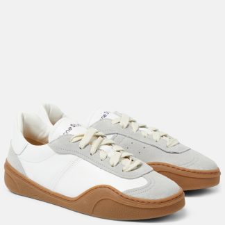 haute qualité luxe Acne Studios Baskets en cuir bordées de daim blanc