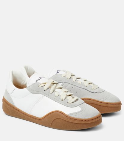 haute qualité luxe Acne Studios Baskets en cuir bordées de daim blanc