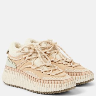 haute qualité luxe Chloé Baskets en daim doublées de shearling Nama multicolores