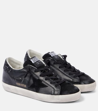 haute qualité luxe Golden Goose Baskets Super-Star en cuir noir