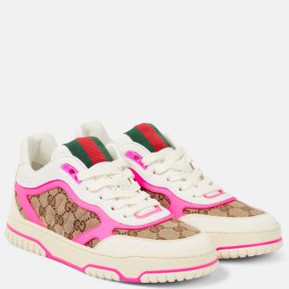 haute qualité luxe Gucci Baskets Gucci Re-Web en cuir blanc