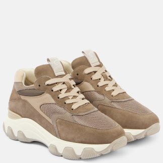 haute qualité luxe Hogan Hogan Hyperactive Baskets bordées de daim beige