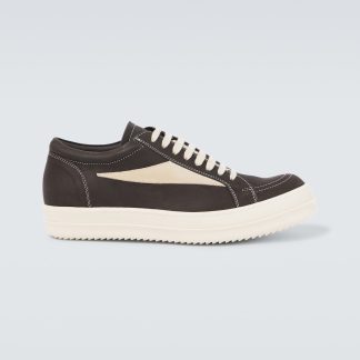 haute qualité luxe Rick Owens Baskets basses en cuir marron