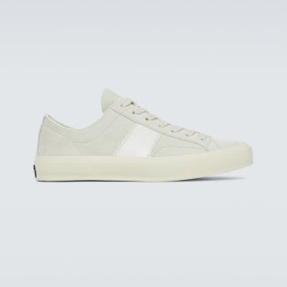 haute qualité luxe Tom Ford Baskets Cambridge en daim blanc