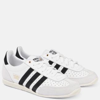 luxe bon marché Adidas Baskets japonaises en cuir bordé de daim blanc