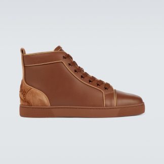 luxe bon marché Christian Louboutin Fun Louis sneakers marron