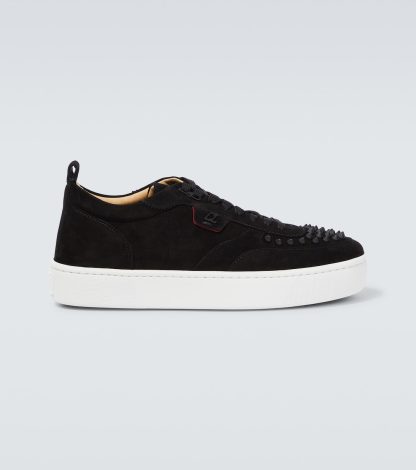 luxe bon marché Christian Louboutin Happyrui Spikes baskets en daim noir