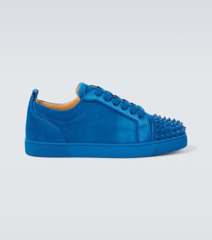 luxe bon marché Christian Louboutin Louis Junior Spikes baskets en daim bleu