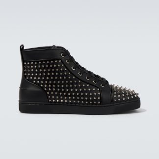 luxe bon marché Christian Louboutin Louis Spikes baskets en cuir noir