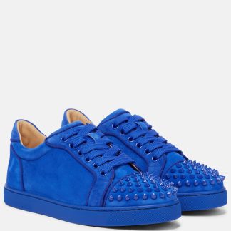 luxe bon marché Christian Louboutin Vieira Spikes sneakers en daim bleu