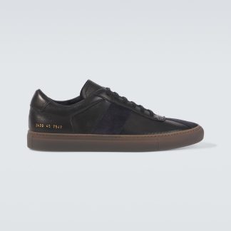 luxe bon marché Common Projects Baskets Tennis en cuir bordé de daim noir