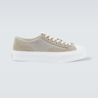 luxe bon marché Givenchy Baskets City en toile bordée de daim gris