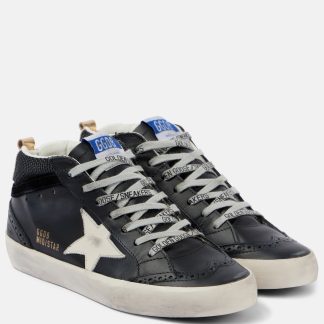 luxe bon marché Golden Goose Baskets Mid Star en cuir noir