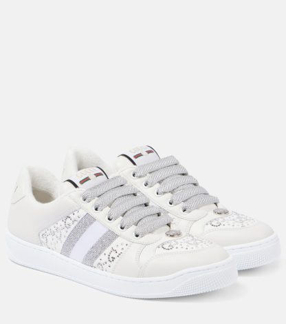 luxe bon marché Gucci Baskets en cuir embelli Screener blanc