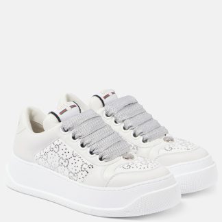 luxe bon marché Gucci Screener GG embellished leather sneakers white