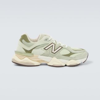 luxe bon marché New Balance 9060 baskets en daim vertes