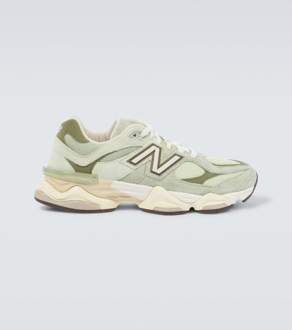 luxe bon marché New Balance 9060 baskets en daim vertes