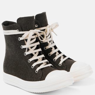 luxe bon marché Rick Owens Baskets montantes en feutre marron