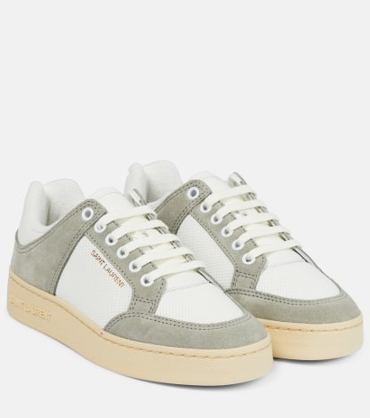 luxe bon marché Saint Laurent Baskets SL/61 en cuir et daim blanc