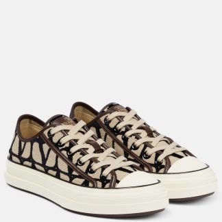 luxe bon marché Valentino Garavani Toile Iconographe Totaloop sneakers marron