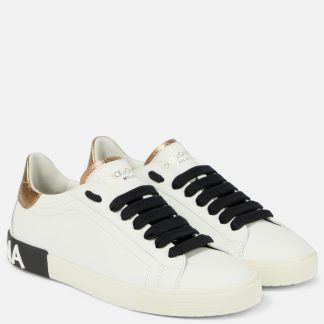 mode luxe Dolce & Gabbana Baskets en cuir embelli blanc