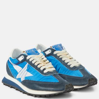 mode luxe Golden Goose Baskets Marathon en daim bleu