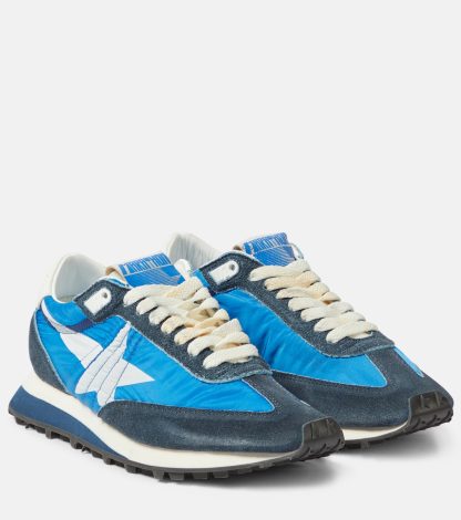 mode luxe Golden Goose Baskets Marathon en daim bleu