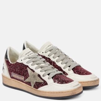 mode luxe Golden Goose Baskets à paillettes Ball-Star en cuir blanc