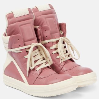 mode luxe Rick Owens Baskets montantes en cuir Geobasket rose