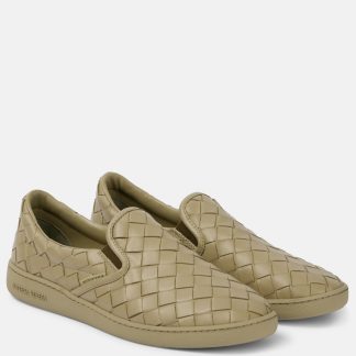 réplique de designer Bottega Veneta Baskets à enfiler en cuir Sawyer beige