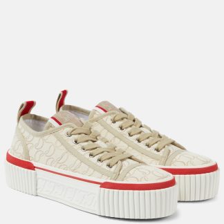 réplique de designer Christian Louboutin Baskets à plateforme Super Pedro CL beige