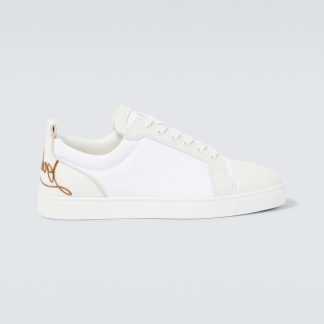 réplique de designer Christian Louboutin Fun Louis Junior baskets en cuir blanc