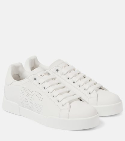 réplique de designer Dolce & Gabbana Baskets en cuir Portofino blanc