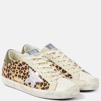 réplique de designer Golden Goose Baskets Super-Star en cuir imprimé léopard multicolores