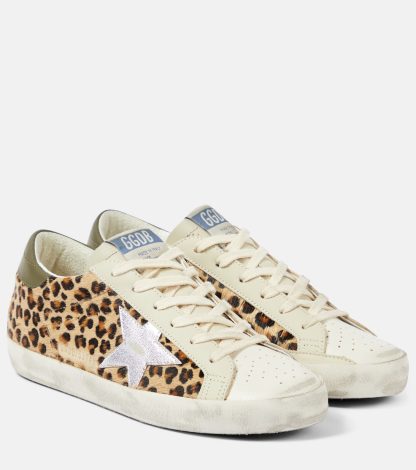 réplique de designer Golden Goose Baskets Super-Star en cuir imprimé léopard multicolores